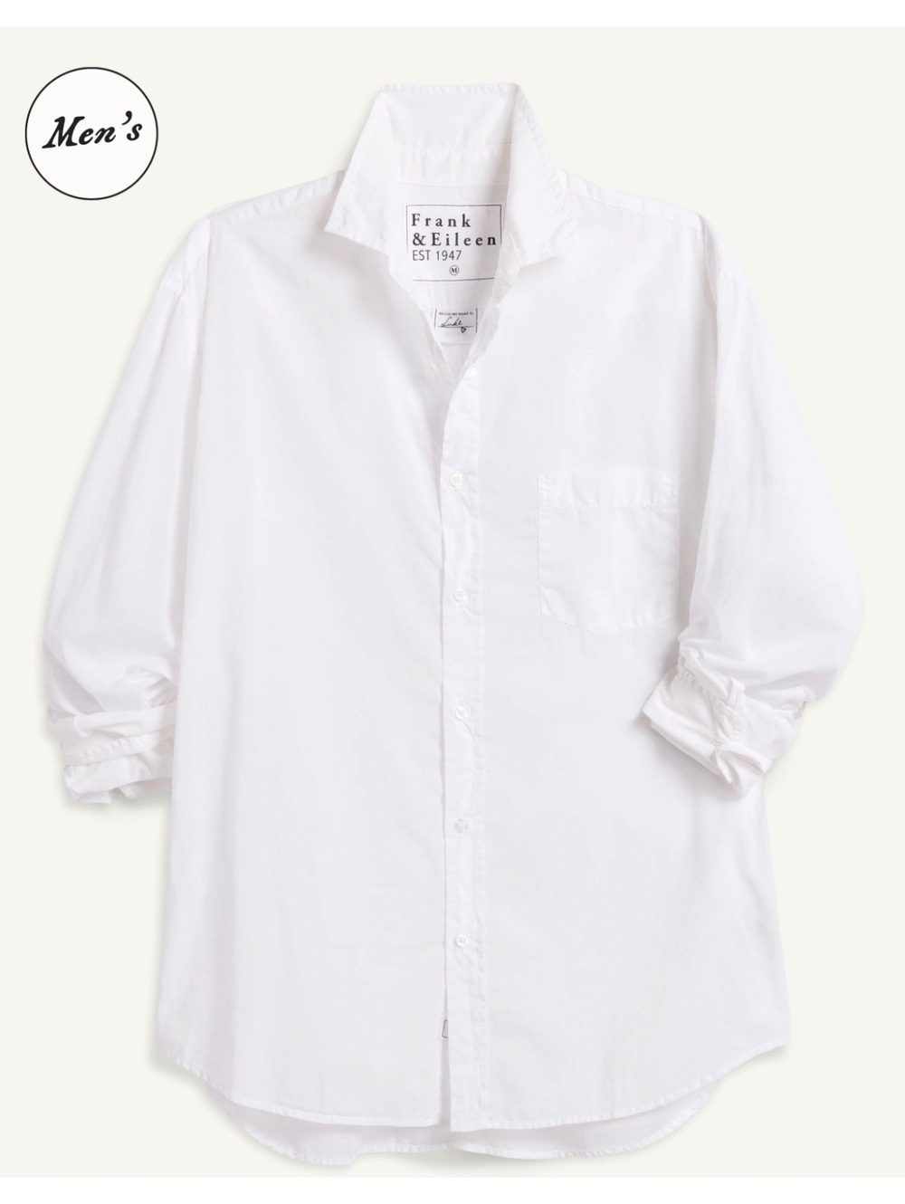 Frank & Eileen Luke White 100% Cotton Button-Down Shirt Men's Size Medium M